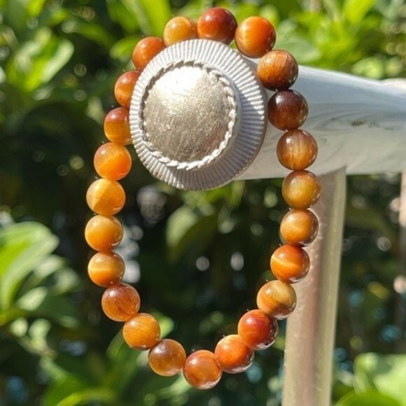 8mm Chocolate Tigers Eye Stretch Bead Bracelet - Picture 1 of 9